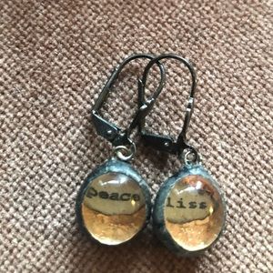Vintage black peace bliss earrings